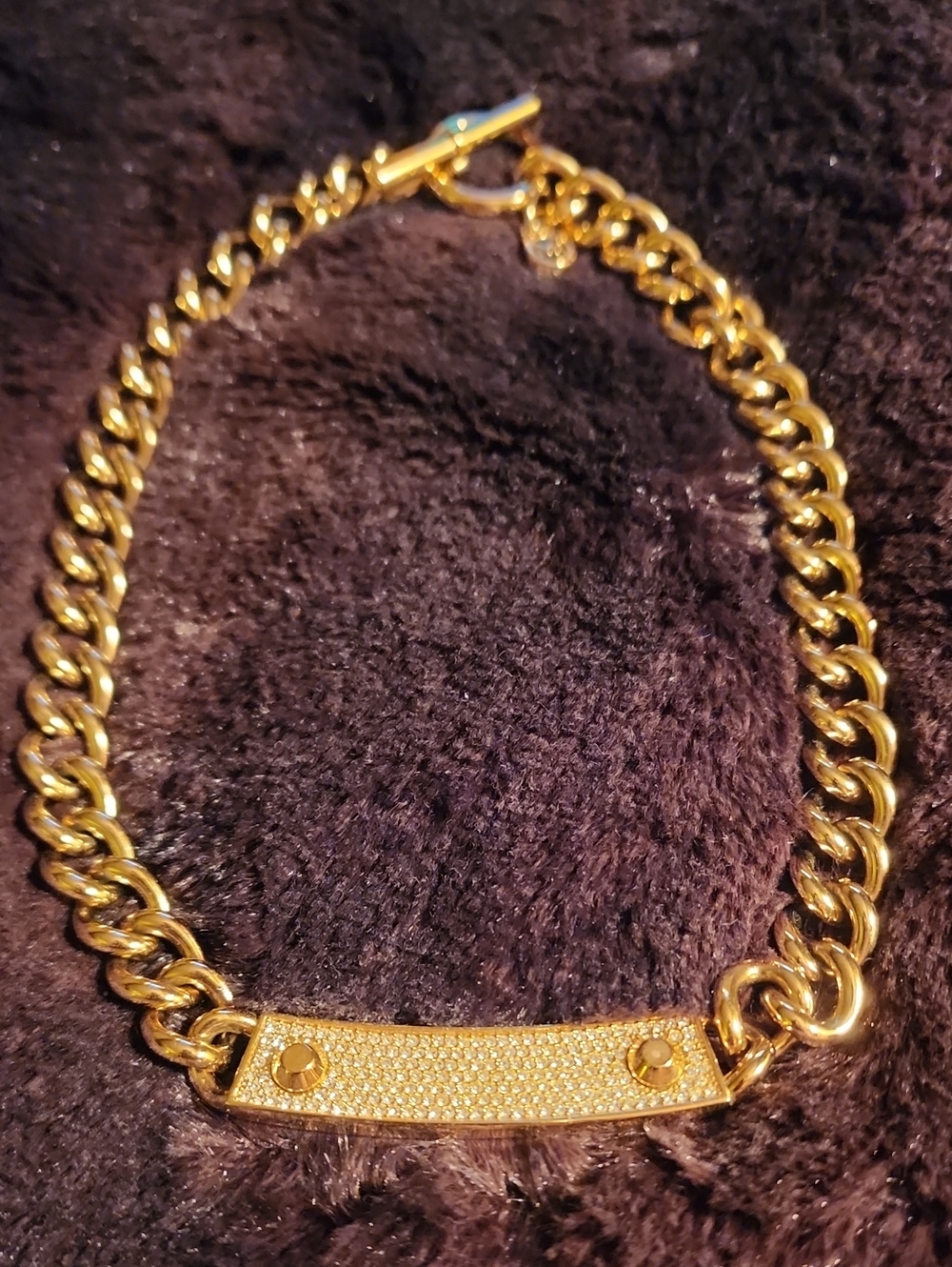 NWOT Ladies MICHAEL KORS Gold Chain Link Necklace W/ Chystals